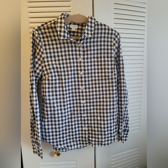 J Crew Black and White Checkered Shirt Size Large - Picture 7 of 7